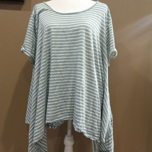 Cute Sage Green Plus Size SharkBite Tunic Top